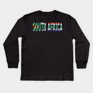 South Africa Text in Colors of the South African Flag Kids Long Sleeve T-Shirt